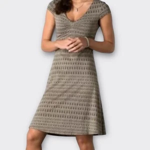 Toad & Co Rosemarie Dress Cap Sleeve Brown Aspen Leaf Print Organic Cotton M - Picture 1 of 9