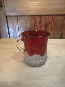 Antique Early 1900's Red Ruby Flash Souvenir Glass Mug Cup Follock S.D. @3 - Picture 1 of 5