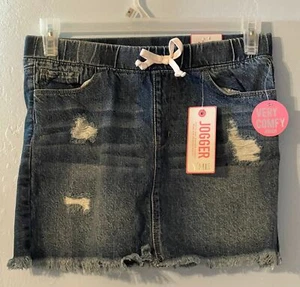 NWT YMI Girl’s Large Blue Distressed Stretch Jogger Jean Skirt wb14 - Picture 1 of 5