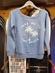 O'SHEA BEACH CREW FLEECE LINED LADIES JUMPER BLUE - Picture 1 of 2