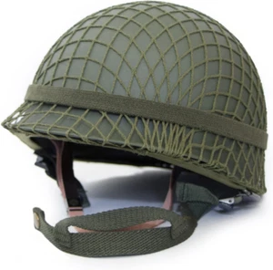 Wwii US WW2 M1 Helmet Steel Shell with Net Cover Chin Strap - Picture 1 of 5