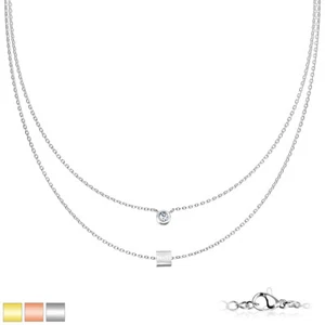Collana donna acciaio inox argento catenina corazzata Love cristallo 2mm SNP-1512 - Foto 1 di 6