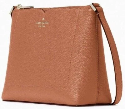 Kate Spade Harlow 斜挎包棕色鹅卵石皮革 WKR00058 全新带标签 279 美元零售 — 第 1/4 张图片