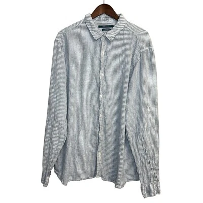 Perry Ellis shirt men's 3XLT tall beach coastal nautical preppy striped linen - Image 1 of 4