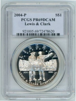 2004P LEWIS AND CLARK COMMEMORATIVE $1 PCGS PR69DCAM Cert. 72478620 - Image 1 of 2