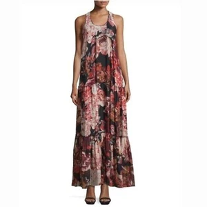 Elizabeth & James Silk Floral Maxi Dress Size Medium 100% Silk $599 Sleeveless - Picture 1 of 12