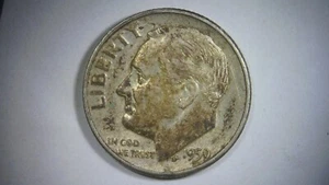 1959 D roosevelt dime 10 cent error coin, die clash,strike thru 2.48 grams - Picture 1 of 4