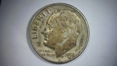 1959 D roosevelt dime 10 cent error coin, die clash,strike thru 2.48 grams - Image 1 of 4