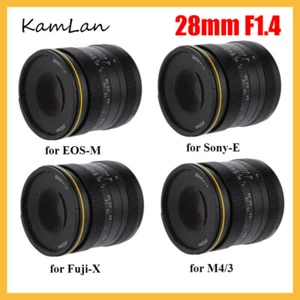 KamLan 28mm F1.4 Wide Angle APS-C Lens for Canon Sony Fuji M43 Mirrorless Camera - Picture 1 of 6