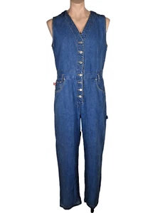 Vintage 90s y2k NO EXCUSES Wide Leg Jumpsuit Coveralls Boilersuit Denim sz L - Picture 1 of 8