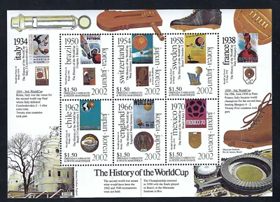 Granada 2002 6v.  Mini-Hoja MNH Historia Copa Mundial de Fútbol • Deportes • Estadios Foto 1 de 2