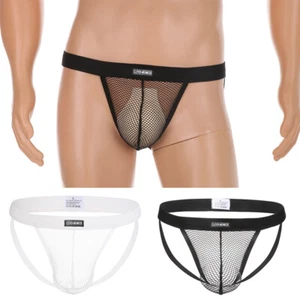 Männer Jockstrap Netz Sexy Niedrige Taille Durchsichtig Unterwäsche Gay Höschen Beutel Tangas - Bild 1 von 26