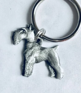 Portachiavi in metallo argento per cani cuccioli SCHNAUZER peltro fine #75 - Foto 1 di 2