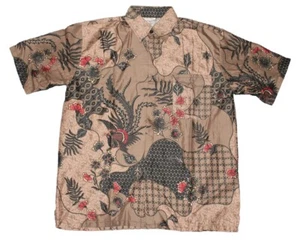 New Men Fashion Indonesian Batik Short Sleeve Shirt Size L - Picture 1 of 3