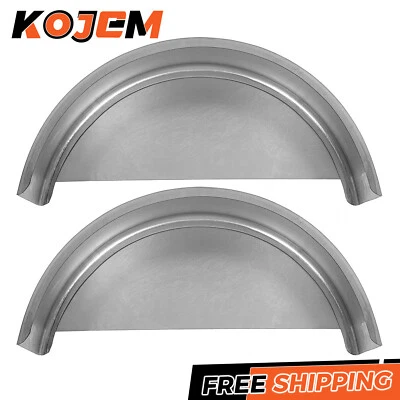 Pair of Steel Round Single Axle Trailer Fenders & Backs For 14" 15'' 16" Wheel - Bild 1 von 4