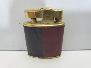 ACCENDINO VINTAGE FUNZIONANTE BUXTON STANDARD AUTOMATICO PELLE E ORO 4190.32 - Foto 1 di 5