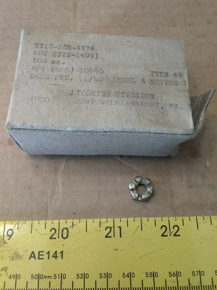 Lycoming Aircraft Engine Castle Nut 1/4-20 #std-1409 - Image 1 of 1