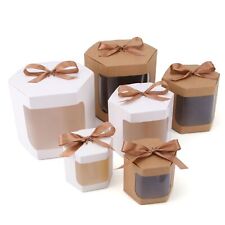 10-100pcs Visual Window Gift Box Solid Color Craft Paper Packaging W/ Ribbon NEW