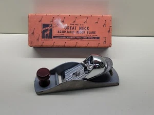 Great Neck Adjustable Block Plane G-2 Original Box New Old Stock USA - Picture 1 of 24