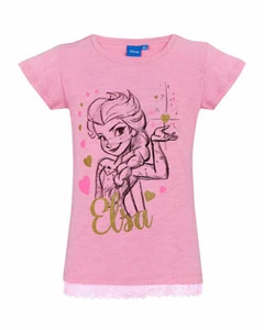 Disney Frozen Eiskönigin Mädchen T Shirt rosa Elsa 104 128 140 Spitze NEU - Bild 1 von 6