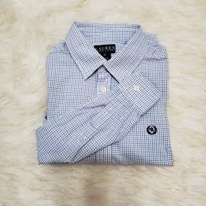 Lauren Ralph Lauren Blue White Plaid Button Down Top Boys Size 18 - Picture 1 of 7