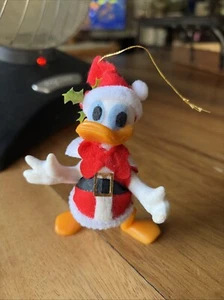 Adorno navideño vintage de fieltro plástico flocado Disney Donald Santa - Imagen 1 de 8