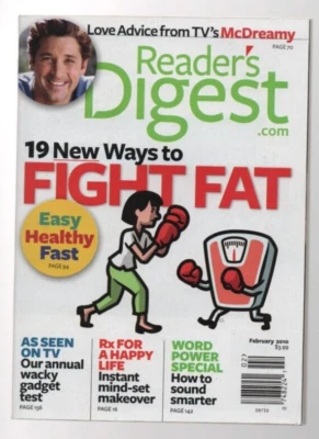 Reader's Digest Magazine February 2010 Patrick Dempsey Border Control Fight Fat - Imagem 1 de 4
