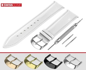 Reloj para damas/hombres con correa de cuero genuino con correa de cuero genuino con brillo blanco - Imagen 1 de 14