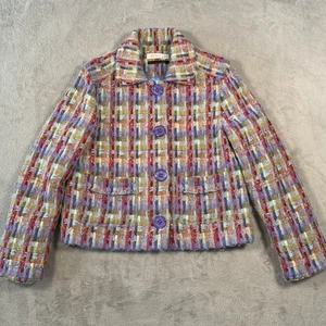 Avoca Sakko UK 8 Wolle Mohair Chore Crop Patchwork Float Stitch Blazer Boucle - Bild 1 von 15