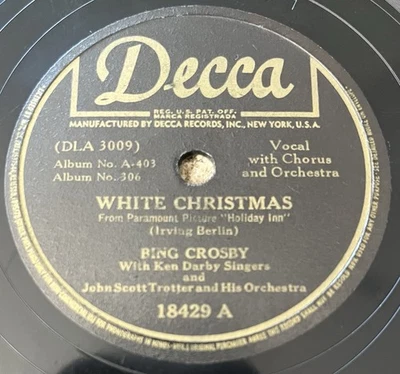 BING CROSBY - White Christmas 10" 78rpm 1947 Decca 18429 - TESTED Shellac * VG Foto 1 de 4