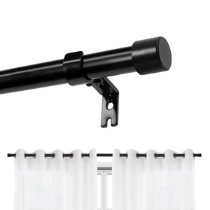 Adjustable Black Curtain Rods Set with Brackets for Windows 32 to 120 Decorat... - Picture 1 of 8
