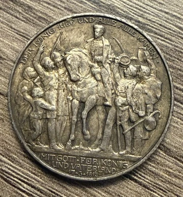 Prussia 2 Mark 1913 A Silver Coin KM#532 Victory over Napoleon T8924 - Image 1 of 2