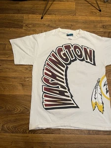 Vintage NFL Washington Redskins All Over Print T-Shirt L USA Wrap Around Spell - Picture 1 of 13