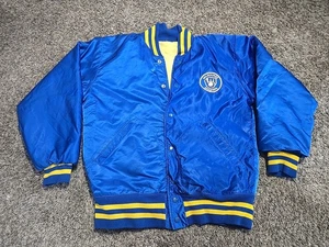 Rare Vintage Milwaukee Brewers Baseball Satin Bomber Jacket 80s 90s Blue M - Bild 1 von 14