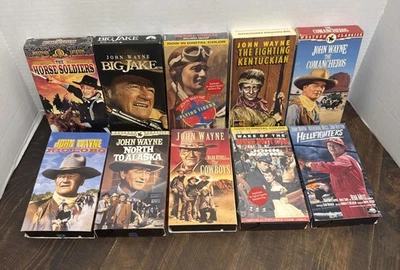 Lot of 10 Western War VHS Movies, John Wayne Tapes Foto 1 de 4