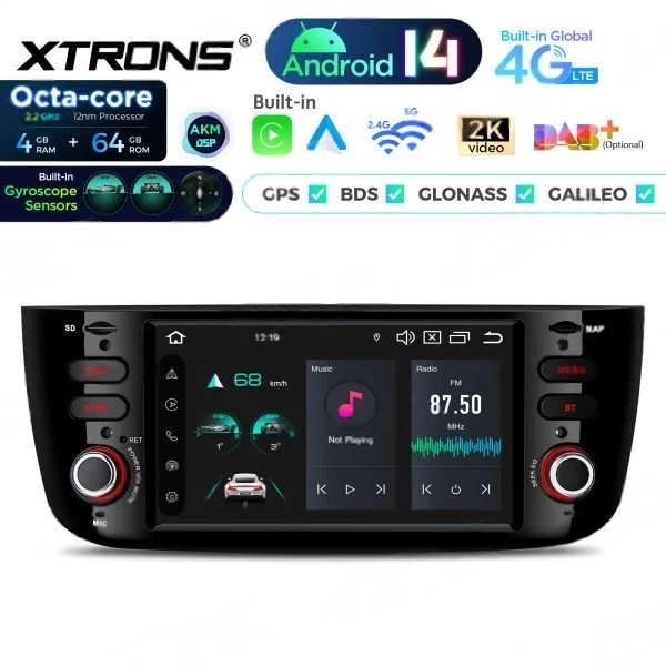 XTRONS 6,2" Autoradio Android 14 8-Core 4G+64GB GPS Gyroscope  FIAT Punto 199++ - Bild 1 von 4