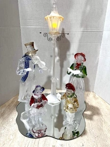 Vintage Weihnachtslieder Figuren Glas und Acryl mit Spiegel Arbeitslicht - Bild 1 von 9