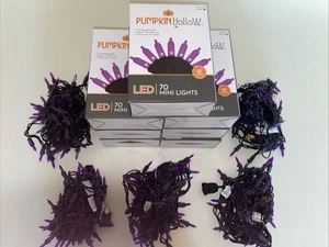 Lot 12 Pumpkin Hollow Purple 18’  Halloween 70 Mini Lights, 7 new, 5 out of box - Picture 1 of 3