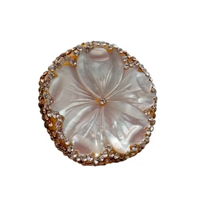 Natürliche weiße Muschel geschnitzte Blume Ring Mode Frauen Schmuck verstellbar - Bild 1 von 6