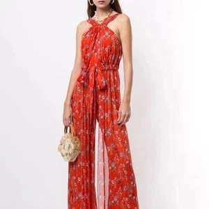 Mono Alexis Talla Pequeña Naranja Floral Janina Cordón Cintura Halter  - Imagen 1 de 8