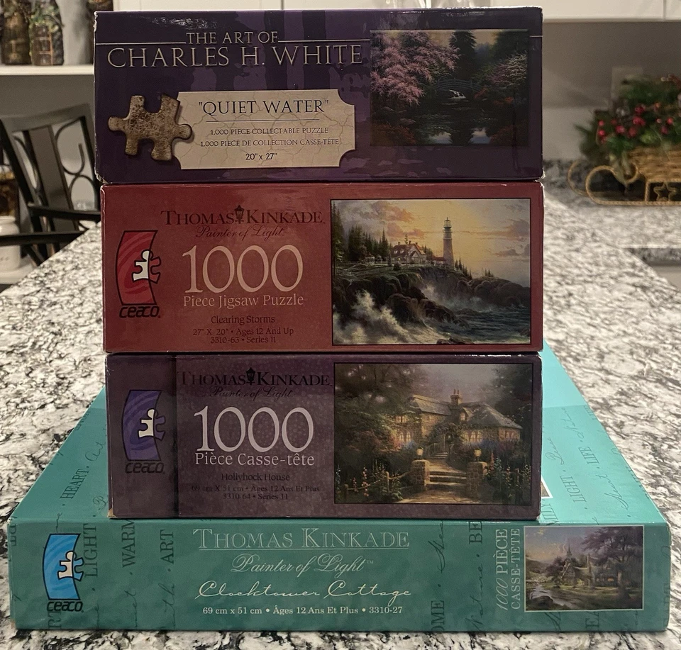 🔴🔵Thomas Kinkade, 4 Puzzle Lot, RARE, 1000 pce each Great Multi-Pack Value🔴🔵 - Image 1 of 4
