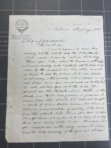 VINTAGE HANDWRITTEN LETTER GAVIN GIBSON LEATHER MERCHANT ELIZABETH ST MELB 1885 - Bild 1 von 4