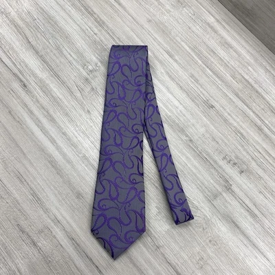 RECENT! Ermnegildo Zegna Made In Italy  Gray Purple Paisley Beautiful No Flaws - Image 1 of 4