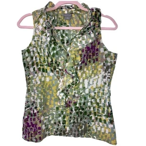 Ann Taylor 4 Seidenmischung ärmellos Rüschen Top gebraucht, in einwandfreiem Zustand - Bild 1 von 6