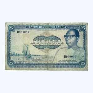 1987 THE GAMBIA 25 OLD GAMBIAN DALASIS AFRICAN BANKNOTE WEST AFRICA K JAWARA - Picture 1 of 2