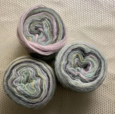 Silky  Soft Gradient Ombre Cake Yarn PINK STORM 3x 100g 280m Cotton Acrylic Wool - Image 1 of 3
