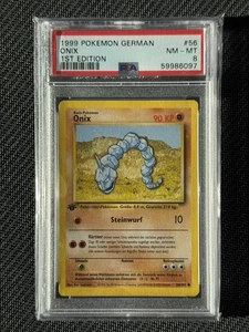 1999 Pokemon 1st Edition Base Set German Onix 56/102 PSA 8 - Picture 1 of 2