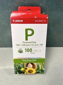 CANON Easy Photo Pack E-P100 Ink & Paper SELPHY ES Postcard Size 4”x6” 100 PACK - Afbeelding 1 van 6