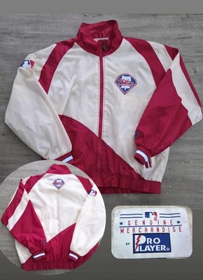 Vintage 90s Pro Player Philadelphia Phillies Full Zip Windbreaker Warm Up Jacket - Image 1 of 4