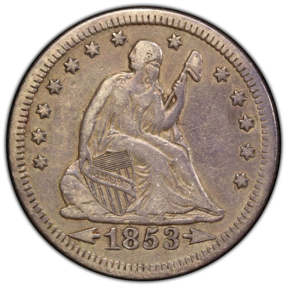 1853 Seated Liberty Quarter PCGS VF25 ARROWS & RAYS - Image 1 of 2